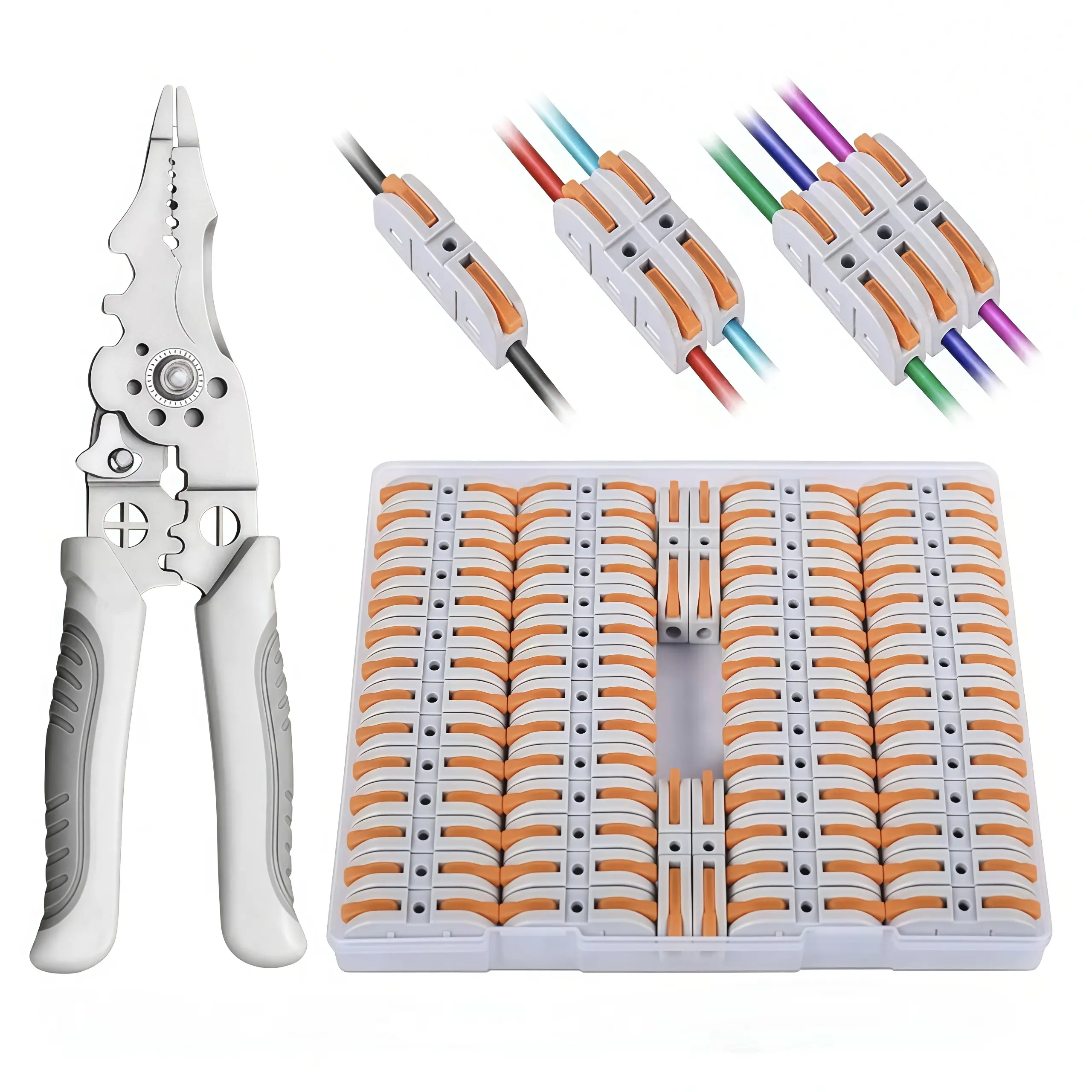 1 to 1 Inline Push-in Wire Connectors 50 Pack, Lever Quick Connect Electrical Wire Nuts, Compact Splicing Terminal Connectors for 24-12 AWG Wires, Reusable Hand Tool Fast Connection Plug for Household Electrical DIY Renovation