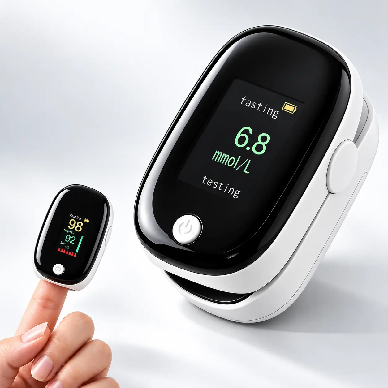 Non-invasive Fingerstick Blood Glucose Meter, Digital Blood Sugar Monitor for Home Use, Fingerstick Glucose Testing Device, Portable Glucometer for Adults and Seniors, Easy Daily Blood Sugar Monitoring