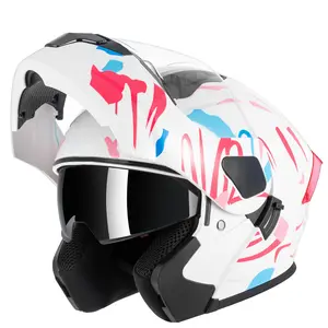 Spark Women Men Modular Motorcycle Helmet, DOT Approved Flip Up Full Face Adult Helmet Dual Visor for Moto ATV UTV Snowmobile ADV Four Wheeler Street Bike with Gloves & Mask