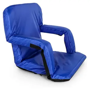 Camco Portable Stadium Seat Foldable Padded Cushion Back Support, Armrests, Blue
