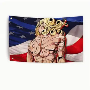 Aesthetic Anime Tapestry Flag: D4C USA Wall Hanging & Bizarre Meme Decor | Indoor Room Art Poster & Dorm Banner Decoration Linen bedroom decor Lightweight Smooth Print bedroom decor tapestry chill room accessories