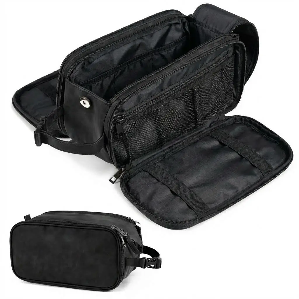 Men's Water-Resistant PU Leather Toiletry Bag - Large Capacity Dopp Kit, Portable Travel Grooming Organizer for Travel Size Toiletries, Shaving & Bathroom Essentials, Gift for Men for Christmas, Birthday, Thanksgiving, Valentine's Day, Pleasure, Zipper Po