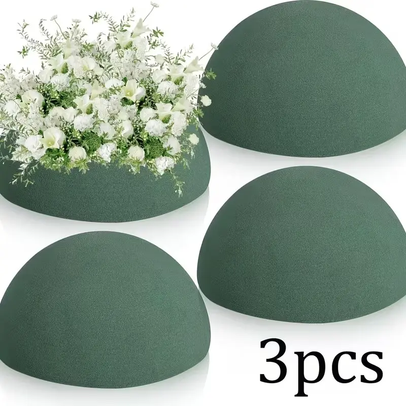 High-Density Round Foam Hemisphere, Rectangular Floral Foam for Gardening, Wedding Decoration, DIY Flower Arrangement Tool, 3 Pack