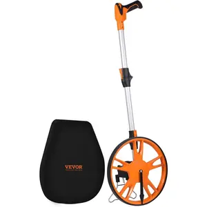 VEVOR Measuring Wheel in Feet, 12.5 in Wheel Diameter, 39.37-15.75 in Telescoping Measure Wheel, Measurement 0-9,999Ft with Back Bag, Suitable for Lawn/Hard/Soft/Wood Road Measuring