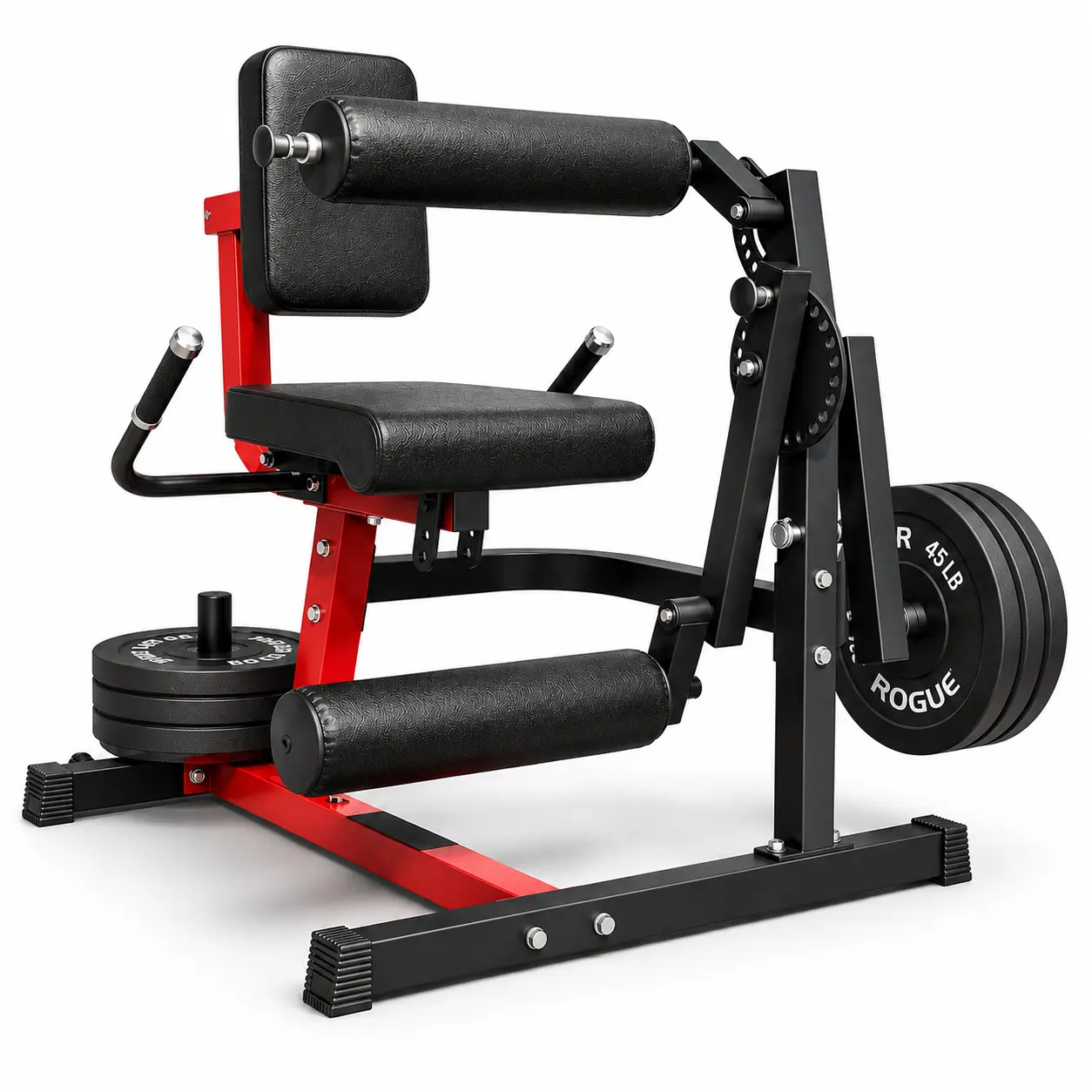 Bezliving Leg Extension and Curl Machine, Plate Loaded Lower Body Workout Machine, Adjustable Leg Developer for Home Gym, Heavy Duty Quad Hamstring Trainer with Wheels for 1" and 2" Weight Plates