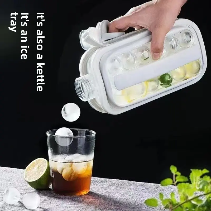 2-In-1 Ice Ball Maker Kettle, Ice Sphere Maker, One Pull Release, Dual Function Ice Tray and Water Kettle, Convenient Storage Solution, Home Bar Accessories, Ice Ball Molds