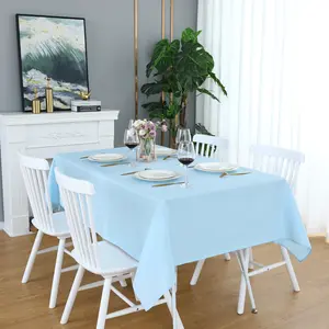 Baby Blue Rectangle Tablecloth Wrinkle Free Waterproof Polyester Table Cloths Spillproof Heavy Duty and Washable Table Cover for Party, Banquet, Indoor and Outdoor-Square/Rectangular