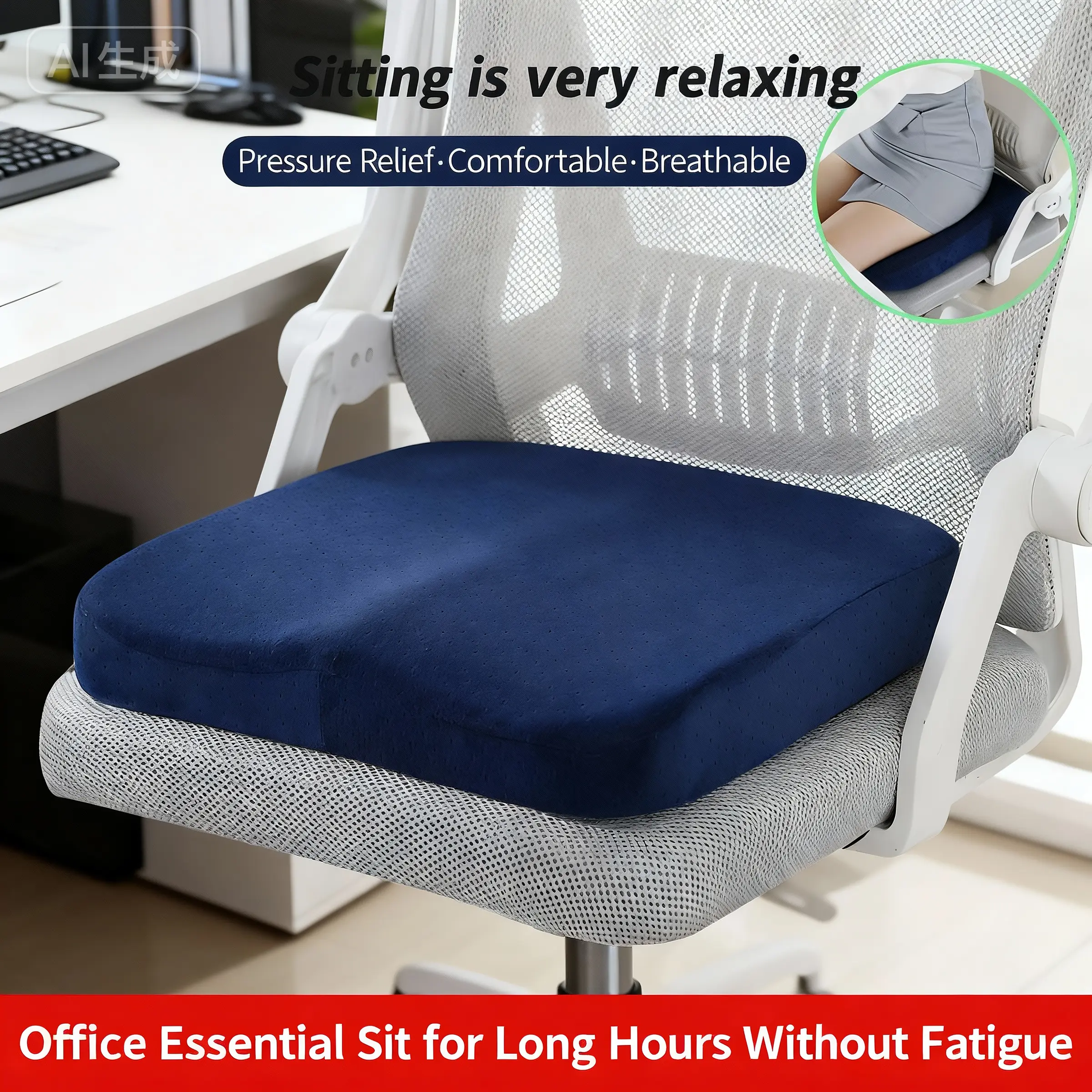 Washable Foam Memory Cotton Seat Cushion with Breathable Velvet Fabric, Ideal for Car, Restaurant, Living Room, Office Chair Comfort, Chair Pad