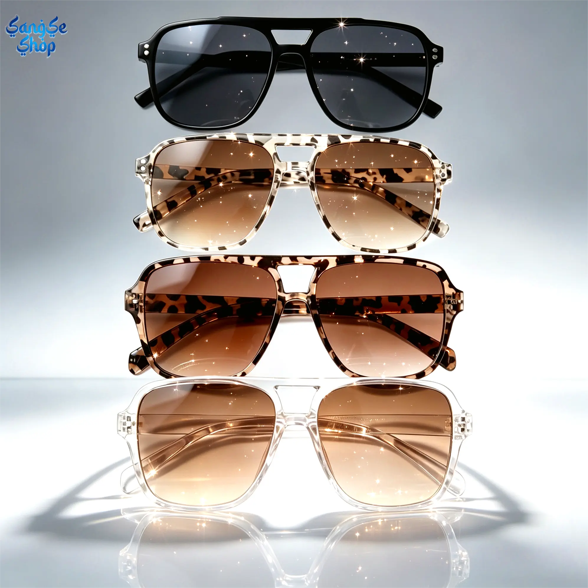 Unisex 4-Pack Retro Square Aviator Sunglasses - Y2K Oversized Aesthetic, Lightweight, UV Protection, Screen Blocking Casual Sports Eyewear for Summer Travel, Beach