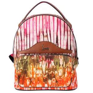 Pre-owned christian louboutin Canvas Backpacks Backloubi Small Backpack Multicolor Tie Dye Classic Printed Canvas