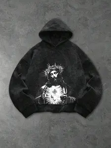Men's Fall Winter Fashion Graphic Hoodie, Jesus Faith Print, Trendy Street Style, Comfortable Fabric, Casual Wear, Stylish Pullover, Religious Sweatshirt Gift