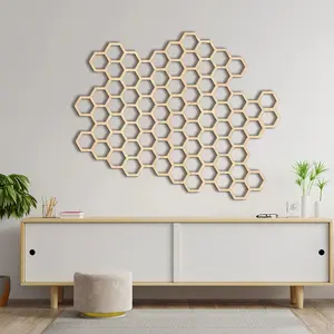 Hexagonal Wooden Honeycomb Decor, 0.5cm Thickness, Bohemian Style Art, Multifunctional Home Decoration for Living Room and Bedroom Wall Decoration