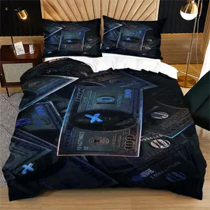 Dollar Themed Decorative Duvet Cover Set （Including 1 Comforter and 1-2 Pillowcases）, Money Print Bedding for Teens and Adults, Perfect Gift for Money Enthusiasts, Bedroom Bedding Set
