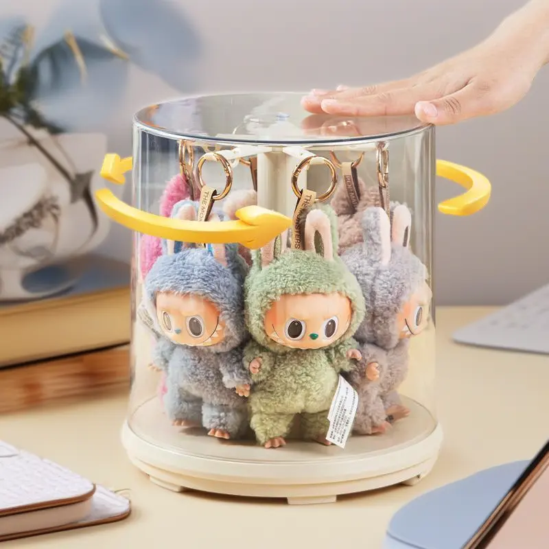 Rotating Display Box  Halloween  Gift  Acrylic Dolls Display Case  Acrylic Game Card Storage Box Storage Shelf for Plush Figures & Blind Box Collectibles Acrylic Display Case Kit Organizer LABUBU Clear Collector Storage Box