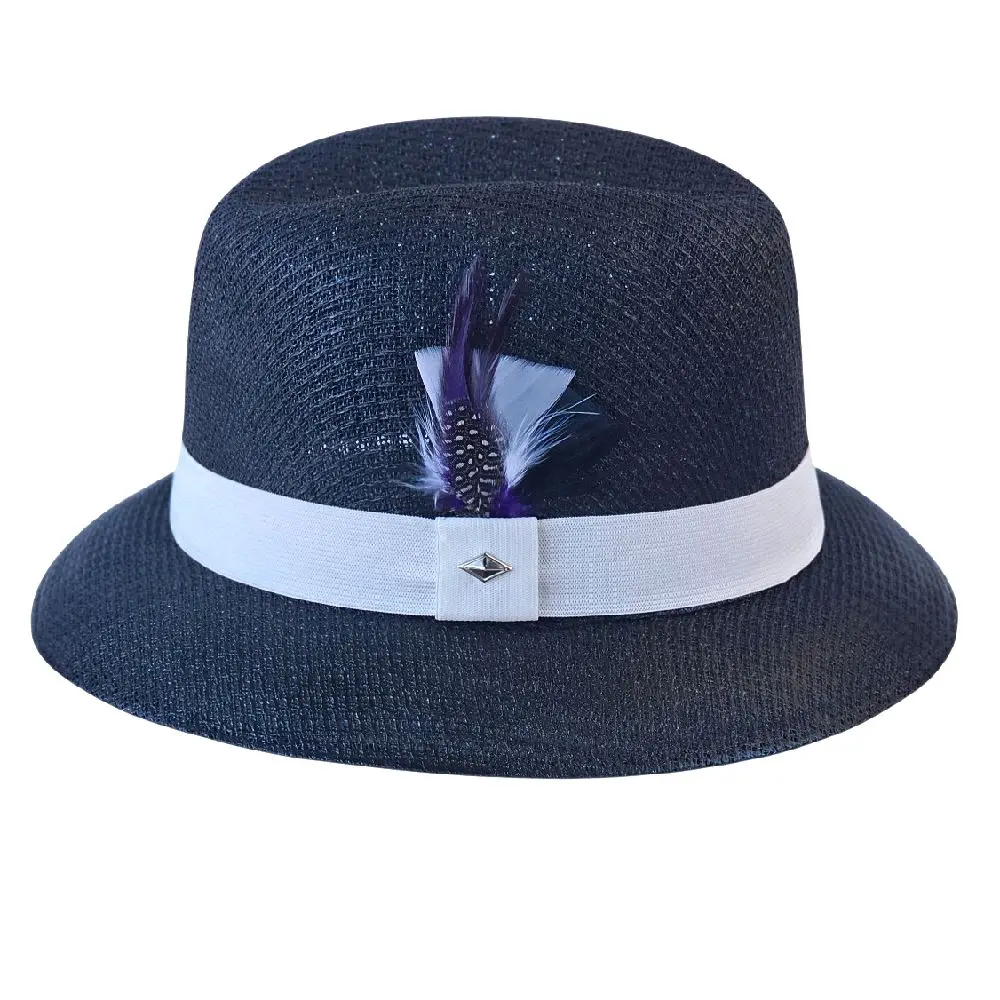 Lowriding Chicano Black OG Lowrider Derby Hat with Handmade Flex Fit & Feather Accent for Special Occasions Comfortable Versatile Accessory