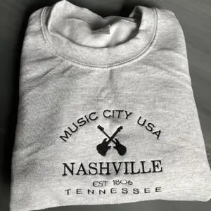 Embroidered Nashville Sweatshirt, Music City Sweatshirt, Cowgirl Crewneck, Country Music Sweatshirt, Nashville Tennessee Shirt Country Shirt