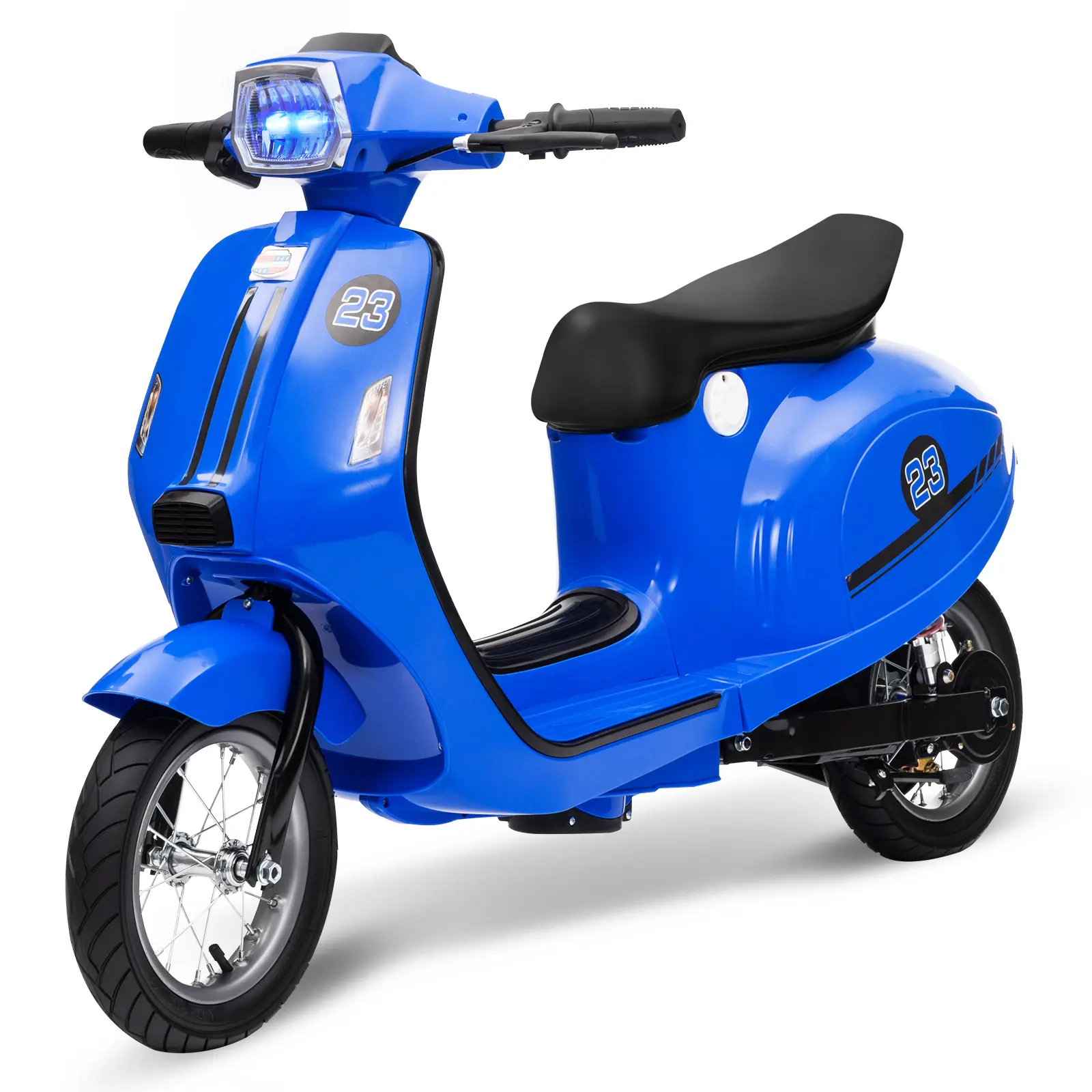 24V 350W Motor Kids Electric Ride-On Toy Scooter - Moped Look for Ages 8-12, Rear Brake, Twist Throttle, LED Light, Up to 14MPH, Ideal Gift, Handlebars