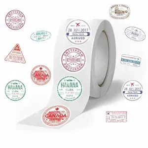 Passport Postage Stamps Sticker, 500pcs/roll Decorative Mini Vintage Travel Sticker, Retro Travel Sticker for Laptops Suitcases Scrapbook, Ornaments