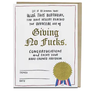 Decree Giving No Fucks Foil Birthday Card