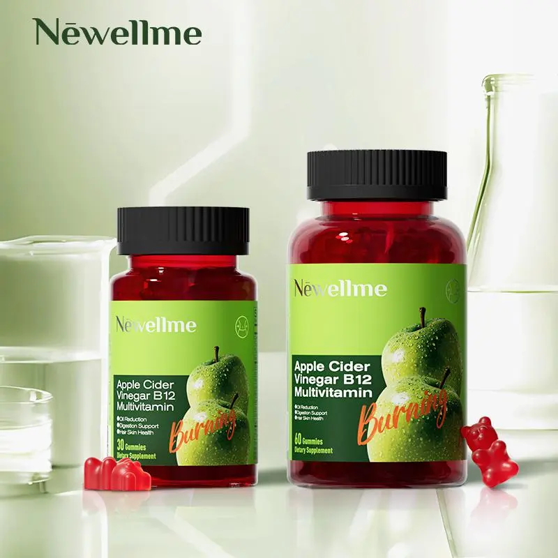 Newellme Apple Cider Vinegar Gummies Formulated to Support Normal Energy Levels - ACV Gummies W/VIT B12 Dietary Edible Fitness