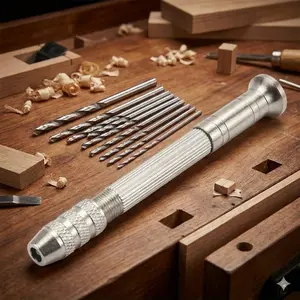 Mini Aluminum Hand Drill Set with Keyless Chuck, Portable Manual Drill Kit, Precision Micro Drilling Tools for DIY Models, Jewelry & Woodworking. Student Craft Kit with Twist Bits. Compact, Multi-Function Mini Drill for Hobbyists & Makers.