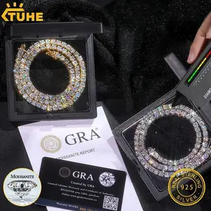 TUHE Unisex Moissanite Tennis  Necklaces VVS1 Moissanite Tennis Necklace  Silver For Men Women Pass Diamonds Test