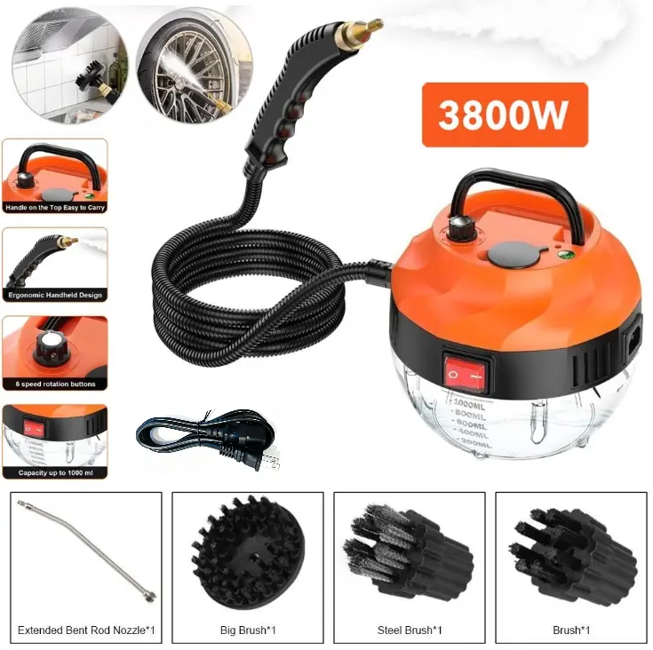 Steam Cleaner, Portable Pressurized Steamer for Cleaning with 6pcs Accessories, 6-Level Adjustable and 15s Heat-Up, Handheld Steam Cleaner for Home, Tile, Dirt, Grout, Grease, Car Detailing