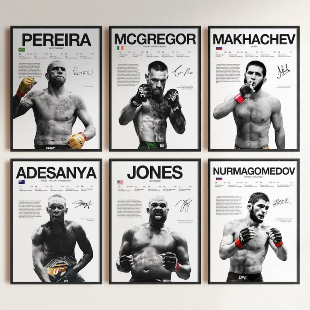 Jones McGregor Habib Islam Adesanya Pereira UFC Fighter Poster Set - Artistic Creative Design Print, Bedroom Decor, Man Cave Decoration Items, DIY Frame-Friendly Home Inspo Picture Image Prints, Ufc Fighters