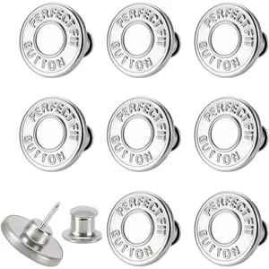 9pcs 17mm Jeans Buttons, Adjustable Fit Metal Button Closure, Reusable Denim Fasteners, Durable Clothing Hardware, DIY Friendly, Perfect for DIY Projects
