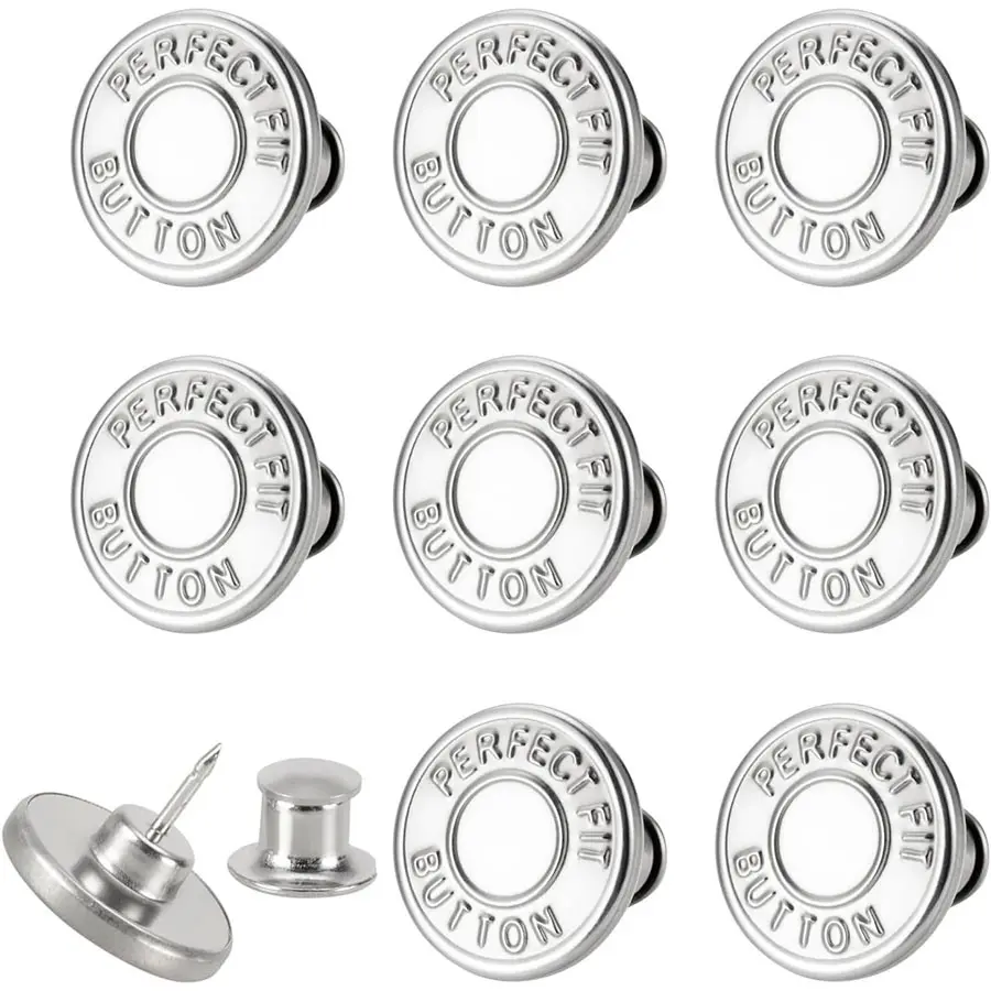 9pcs 17mm Jeans Buttons, Adjustable Fit Metal Button Closure, Button Closure Design, Reusable Denim Fasteners, Durable Clothing Hardware, Sewing, DIY Friendly, Perfect for DIY Projects
