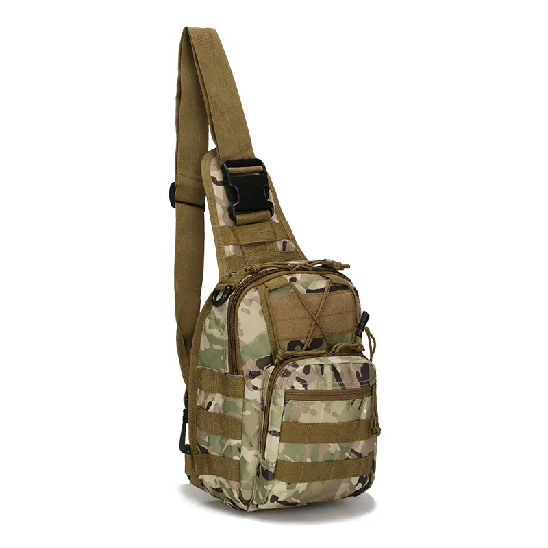 CP camouflage men's casual shoulder bag, large-capacity outdoor tactical chest bag. It is waterproof and wear-resistant, suitable for casual outdoor activities and is a must-have for outdoor hiking.
