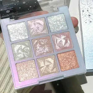 9 Color Glitter Eyeshadow Palette, Shimmering Eyeshadow Palette, Sparkling Highlighter Palette, Eye Makeup Products for Women & Girls, Cosmetic, Colorful Pearl Eyeshadow, Shimmer Sparkle Palette, Shimmer Pigment Palette, Glam Pack Glitter