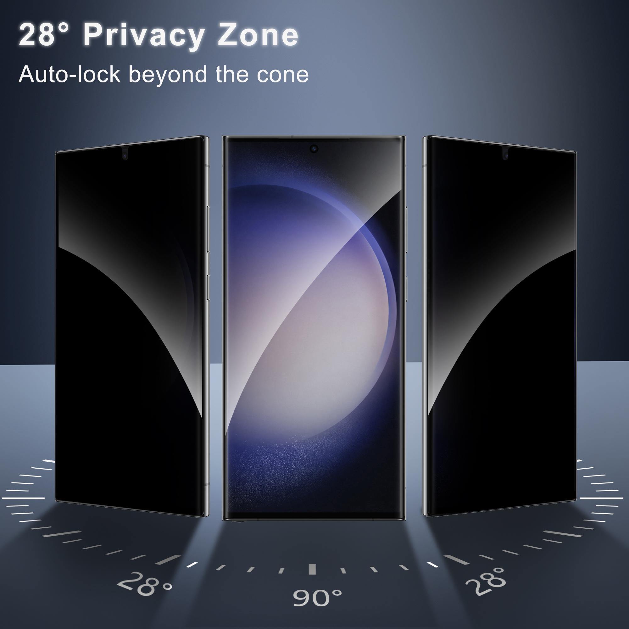 JavoYion 3 Pack Privacy Screen Protector for Samsung Galaxy S22 Ultra / S23 Ultra [Not Glass], Fingerprint Compatible, Anti Spy