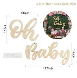 9.8*7.8inch & 15.7*7.8inch Wooden Hanging Banner - Party Decoration Letter String, Home & Festive Party Supplies for Baby Shower, Birthday