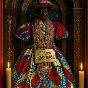 Grann Saint Anne Charitable Arts Picture with Vibrant Colors and Golden Accents for Home Decor