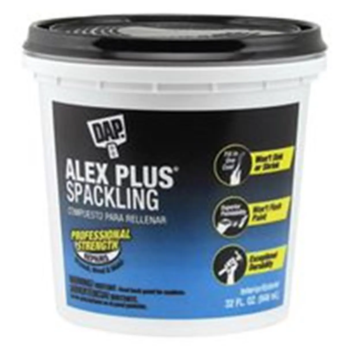 DAP Flexible Wall Hole Putty & Spackling for Boating Drywall Repairs, Non-Shrinking Formula, Paintable, Sandable, Low Odor, 32 oz, Easy to Spread, Won’t Sink, Eliminates Reoccurring Cracks, Smooth Finish, Ideal for Flexible Repairs