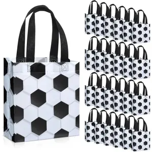 24 Pcs Sports Party Favor Bags Football Basketball Baseball Soccer Treat Goodie Gift Bag with Handles for Party Gift(Football)
