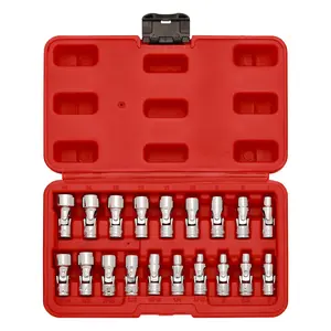 CASOMAN 19PCS 1/4" Drive Universal Joint Socket Set, Metric(5mm to 15mm) & SAE(3/16" to 9/16"), Flexible Wobble Sockets for Easier Access to Tight Spaces, 6-Point, Cr-V,#TikTokShopBlackFriday