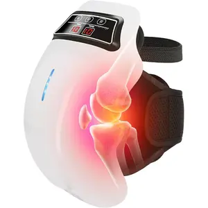 Knee Massager with 9 Level Heat, Vibration, Massage, Knee Pain Relief for Swelling Stiff Joints, Stretched Ligament and Muscles Injuries, Adjustable Straps, Suit for Family