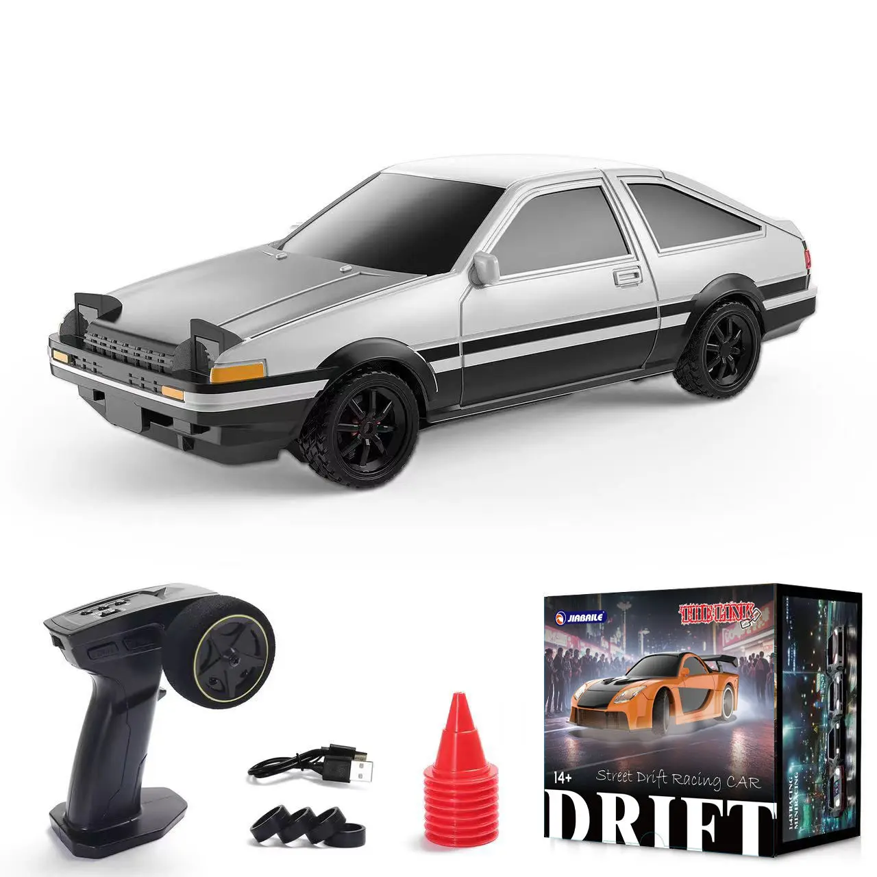JIABAILE 1:43 2.4GHz Gyro RTR Remote Control Drift Car, Black Model 4306, Toy Racing Car for Ages 14+
