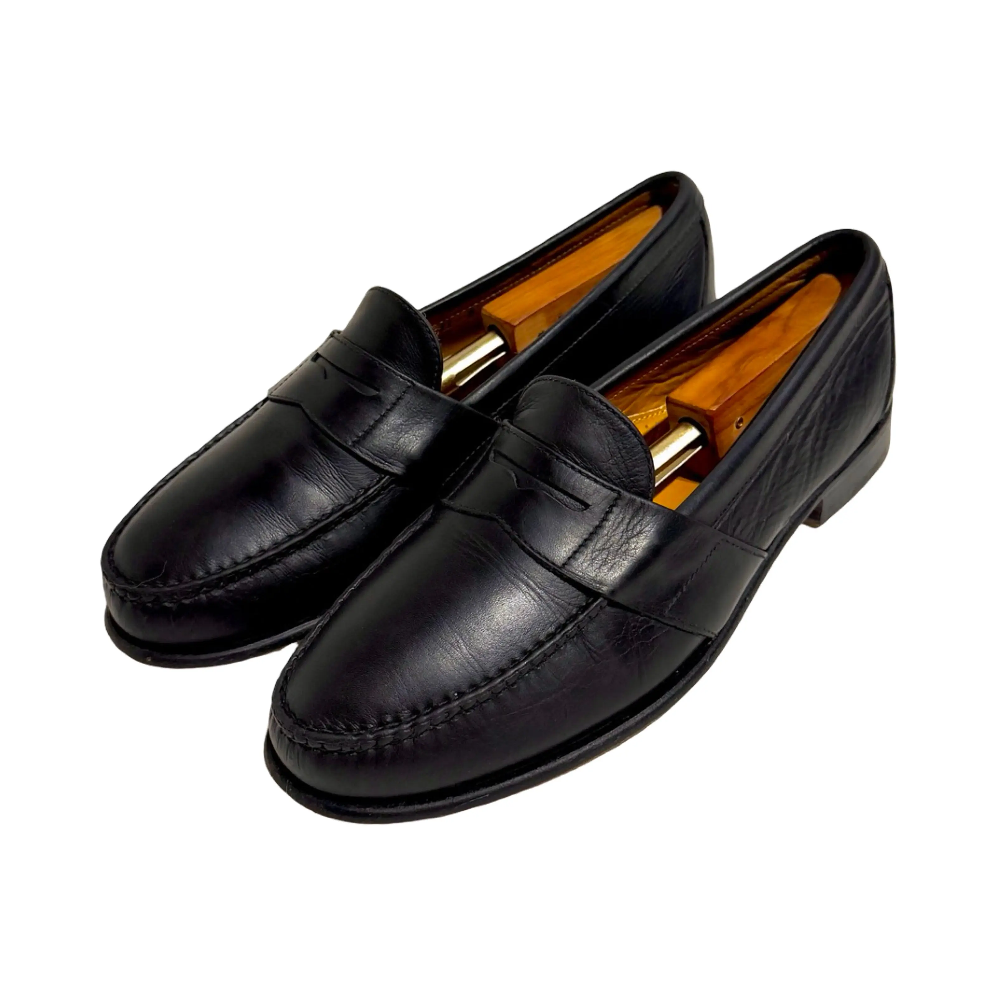 1970’S ALDEN MADE IN USA CAPE COD FULL STRAP BLACK LEATHER PENNY LOAFER SHOES 11