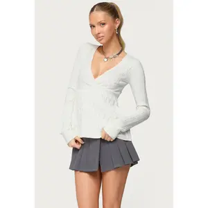 Saphey Babydoll Cable Knit Top