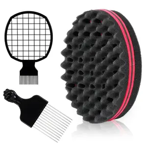 twist sponge Curl Sponge for Black Men, Twist Sponge Brush Kit with Afro Pick Comb & Grid Comb, Freeform Hair Starter Kit for Curls and Dreads