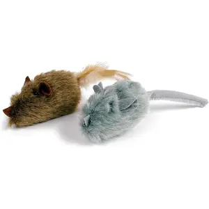2 count Silvervine  Mice for Cats and Kittens,Interactive  Mice ,Melody Chaser  Play Squeaking Mice.
