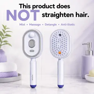 Electric Spray Air Cushion Massage Comb with Self-Cleaning, Anti-Tangle, Anti-Static, Volumizing Functions and Essential Oil Mist Aromatherapy Hair Care