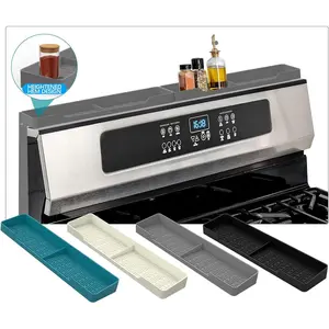 15 Inch Stove Top Magnetic Shelf, 2 Functional Partitions Kitchen Spice Rack Organizer, Oven Shelf Non-Slip Kitchen Gadgets for Flat Top Stove, Upgrade Silicone Magnetic Heat Insulated Shelf (Gray), Mother's Day Gifts