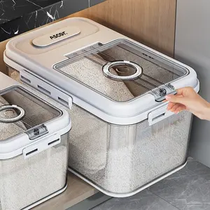 ASCOR 2 Sizes Airtight Food Storage Containers Set - 5L & 2.5L PET Square Flip Top Rice Canister Reusable Insect & Moisture Proof Hand Washable Sealable Grain Dispenser for Kitchen Pantry Organization