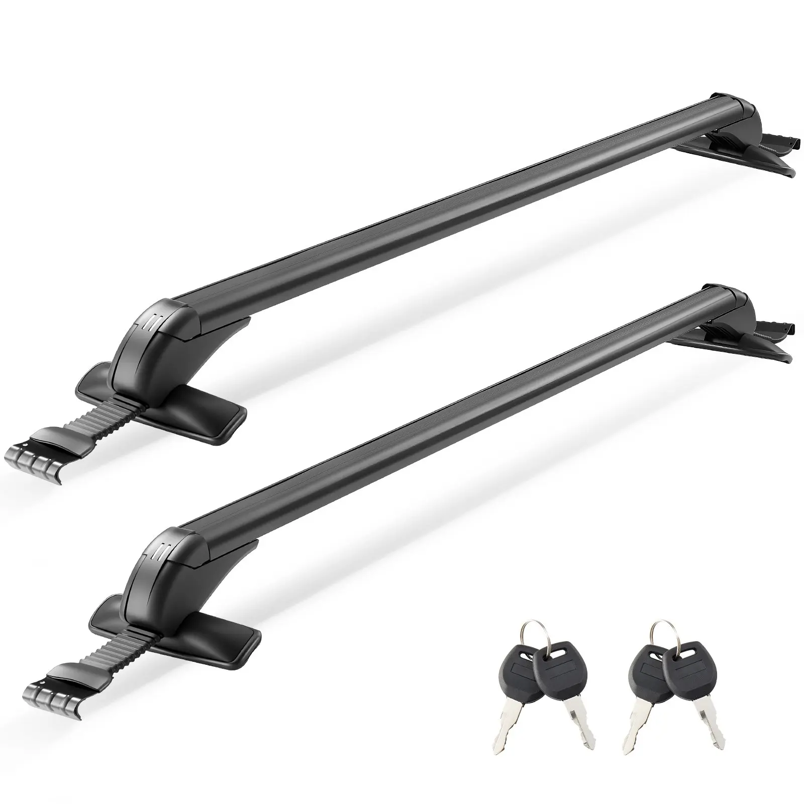 【Summerfinds】VEVOR Roof Rack Cross Bars, Universal Fit for Naked Roofs Without Raised Rails/Flush Rail/Black Moldings, 165 LBS Capacity, Lockable Heavy Duty Aluminum Crossbar Racks Roof Rail Rooftop Luggage Canoe Car Accessories Autos