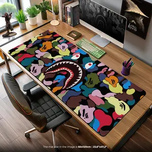 Shark Camo Desk Mat - Multicolor Streetwear Mouse Pad for Hypebeast Setup