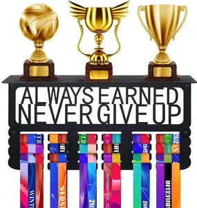 Biggun Metal Trophy&Medal Display Shelf - Easy to Install Medal Hanger with Trophy Shelf, Holder for Running Race Wrestling Medals